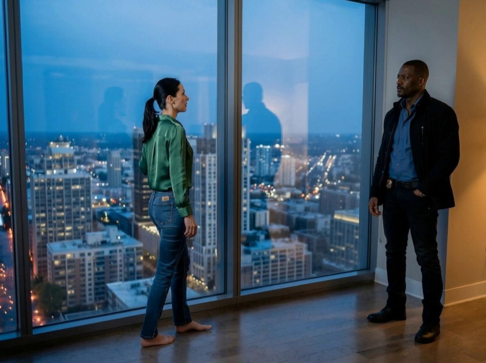 Prompt: The woman walks towards the man, places her hands on his chest. He places his arms around her in a comforting manor. Realistic movements.