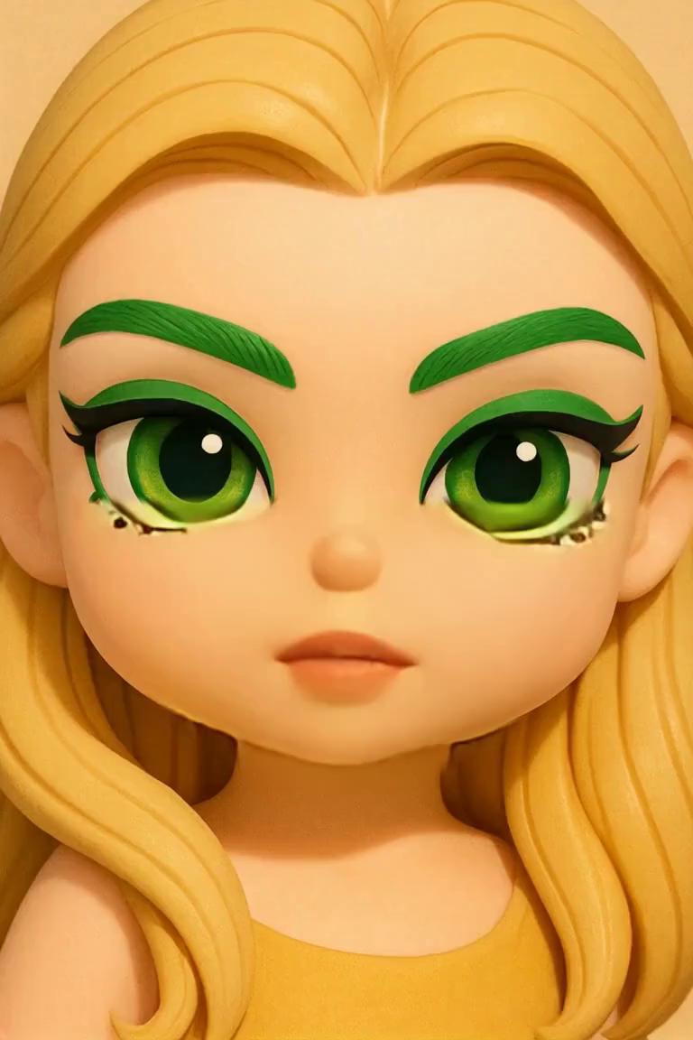 Prompt: She is blinking and raising her brows. Then she is speaking: "Oh, I am sure, you didn't know that!" Her lips are moving perfectly synchronized with the words in English.