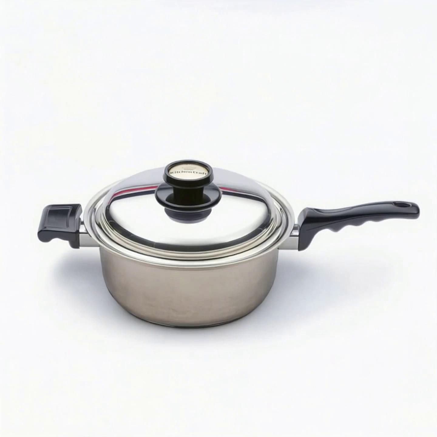 Prompt: Remove the current text and replace with flat, simple text: '100% American Made'. Remove the engraved font on the side of the pot.