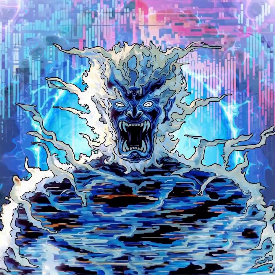 Prompt: "Animate a terrifying, godlike digital storm entity composed of crackling electricity and flowing liquid code. The figure roars with glowing white eyes and jagged lightning tendrils extending from its body, while its form constantly shifts between fluid water currents and glitching digital distortion. The background pulses with neon data streams, cascading grids, and shifting pixelated noise, like a futuristic storm tearing through cyberspace. Make the electricity crackle and surge with bright arcs, the water ripple with flowing reflections, and the glitch effects pulse in sync with the entity’s scream. Use ultra-dynamic cinematic camera movements—slow push-ins, dramatic pans, and shaking close-ups as lightning explodes outward. The style should be hyper-detailed, with glowing highlights, smooth liquid motion, and vibrant neon gradients (blue, white, purple, and pink). The overall feel should be overwhelming, powerful, and visually mesmerizing—like a living storm of code and electricity breaking free from the digital void.