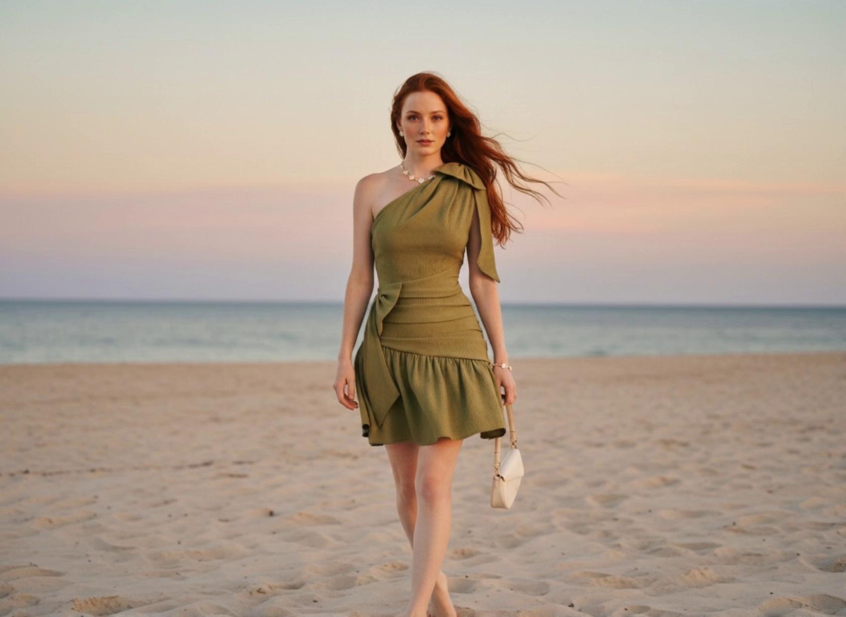 Prompt: Shot with a cinematic full-frame lens that delivers natural depth and gentle background separation, documentary-style realism with soft, organic contrast. The camera begins with a smooth forward dolly at eye level, subtly handheld but well stabilized, creating an intimate and human perspective. As the character walks naturally, the camera tracks alongside with a slight parallax shift, maintaining a relaxed, cinematic flow. Her movement is fluid and unforced: natural walking rhythm, shoulders relaxed, subtle head motion synced with her steps. She offers a warm, genuine smile and briefly looks toward the camera in a friendly, effortless way, with soft eye movement rather than fixed staring. After a few steps, she naturally turns her body away, her gaze drifting forward as she gently turns her back and looks out toward the sea. The camera eases into a slow lateral drift as she turns, allowing the moment to breathe. Background elements show light, continuous motion—ambient environmental movement responding naturally to wind and distance, adding life without distraction. The emotional tone is calm, warm, and inviting, conveying quiet happiness and authenticity, grounded in real human behavior and smooth, lifelike motion throughout.

