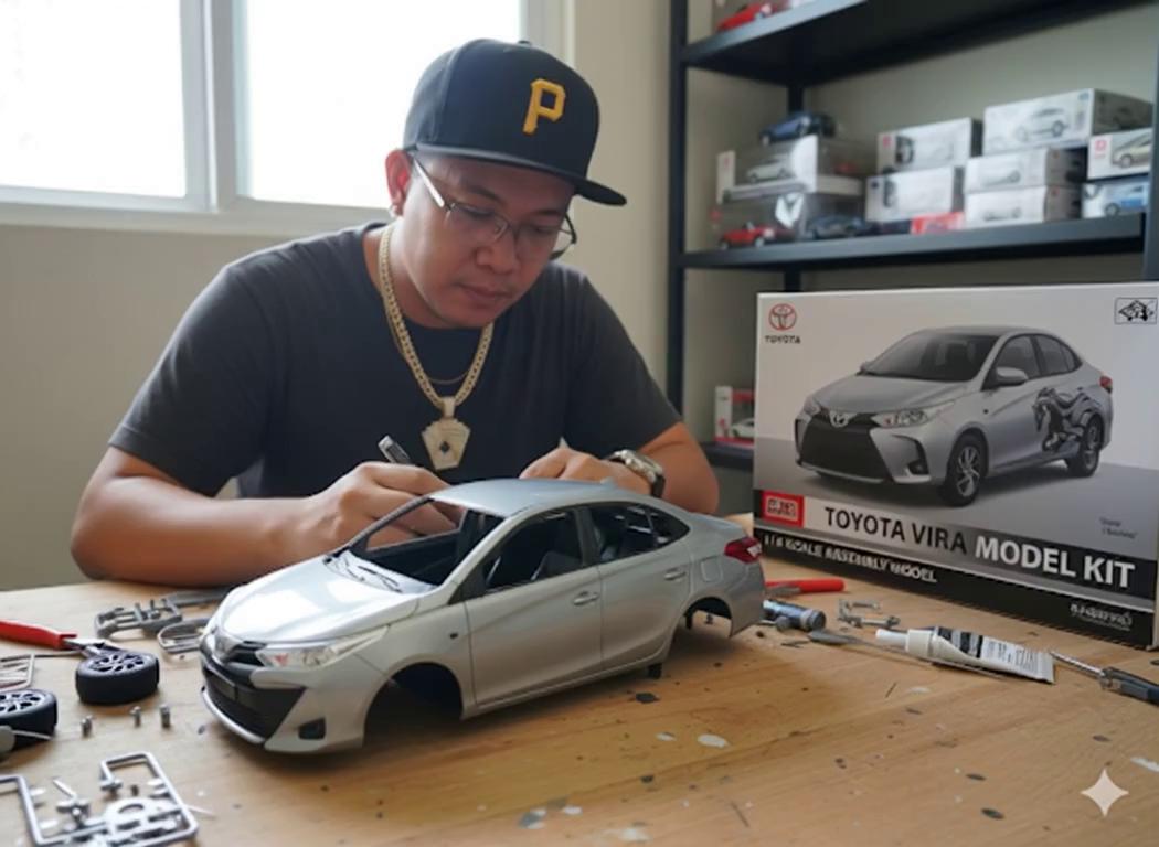 Prompt: @Boom Zepol:Ito po yung prompt; Two hands gently pick up the figure in the frame and rotate it slightly for inspection.
The model on the computer screen and the model printed on the packaging box remain stationary, while all other background elements stay unchanged