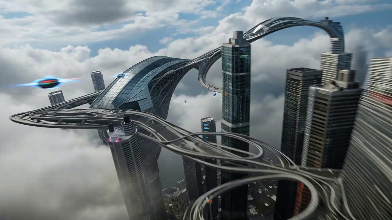 Prompt: “A Day in 2100 (10 Seconds Each Scene)”
Ultra-fast cuts of futuristic life: floating cities, AI doctors, neon classrooms.