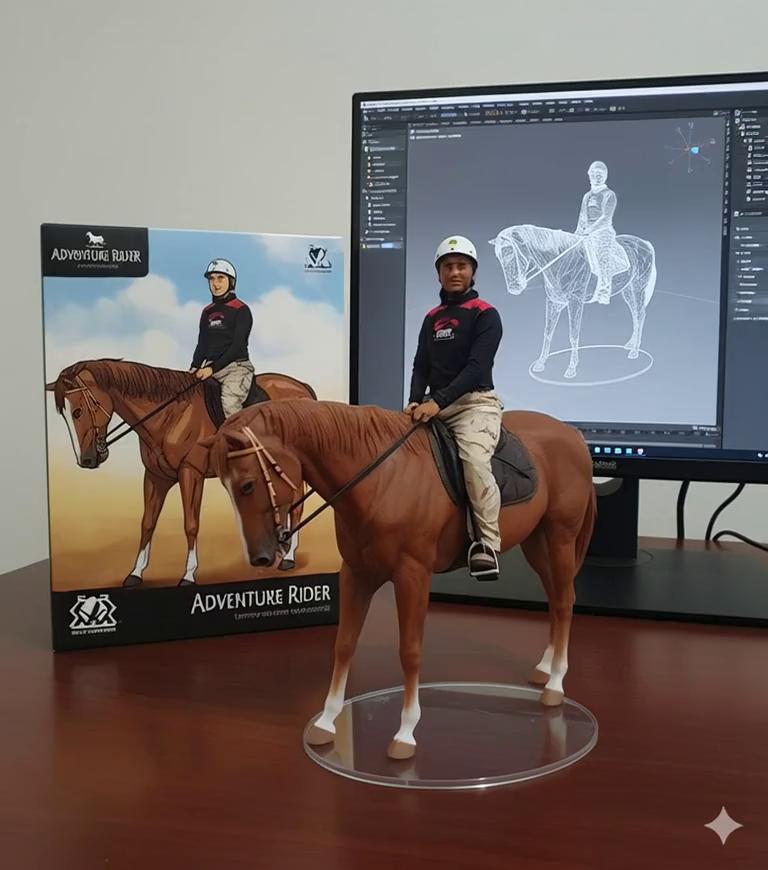 Prompt: Show the man riding the horse from this area slowly enter the Public Gold Shop, then left the shop still riding the horse after that slowly the horse take off to flying with  collection of jeweleries & gold bar inside bag of gold.
