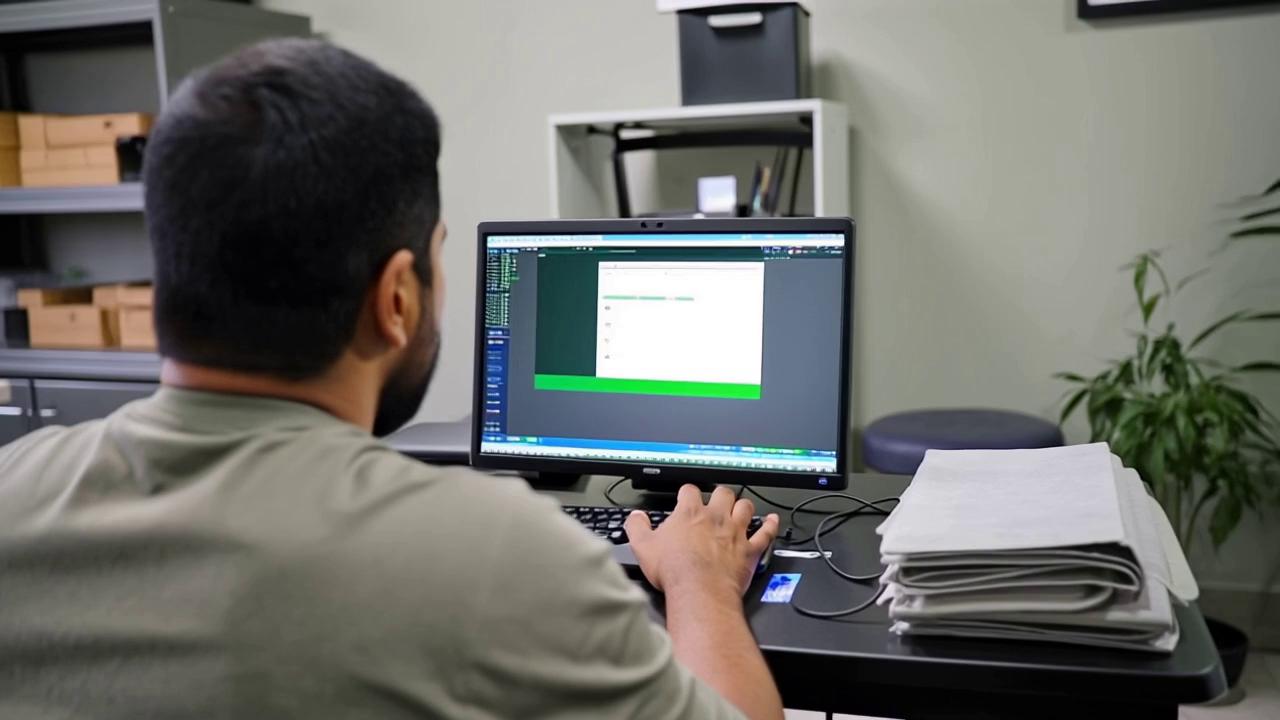 Prompt: [Scene 1: In a cannabis dispensary, a 35 to 40-year-old Hispanic brown man is sitting at a desk in front of his computer. We are looking over his shoulder and see a very VERY slow-loading website. The Dispensary owner is stressed out and frustrated.]
On-Screen Text (OST):
“You’re building your dispensary, and your website is holding you back.”


