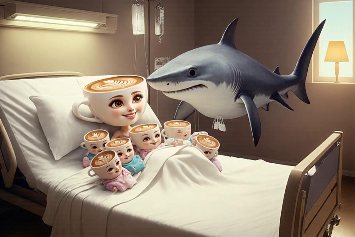 Prompt: ballerina cappuccina and the shark kiss