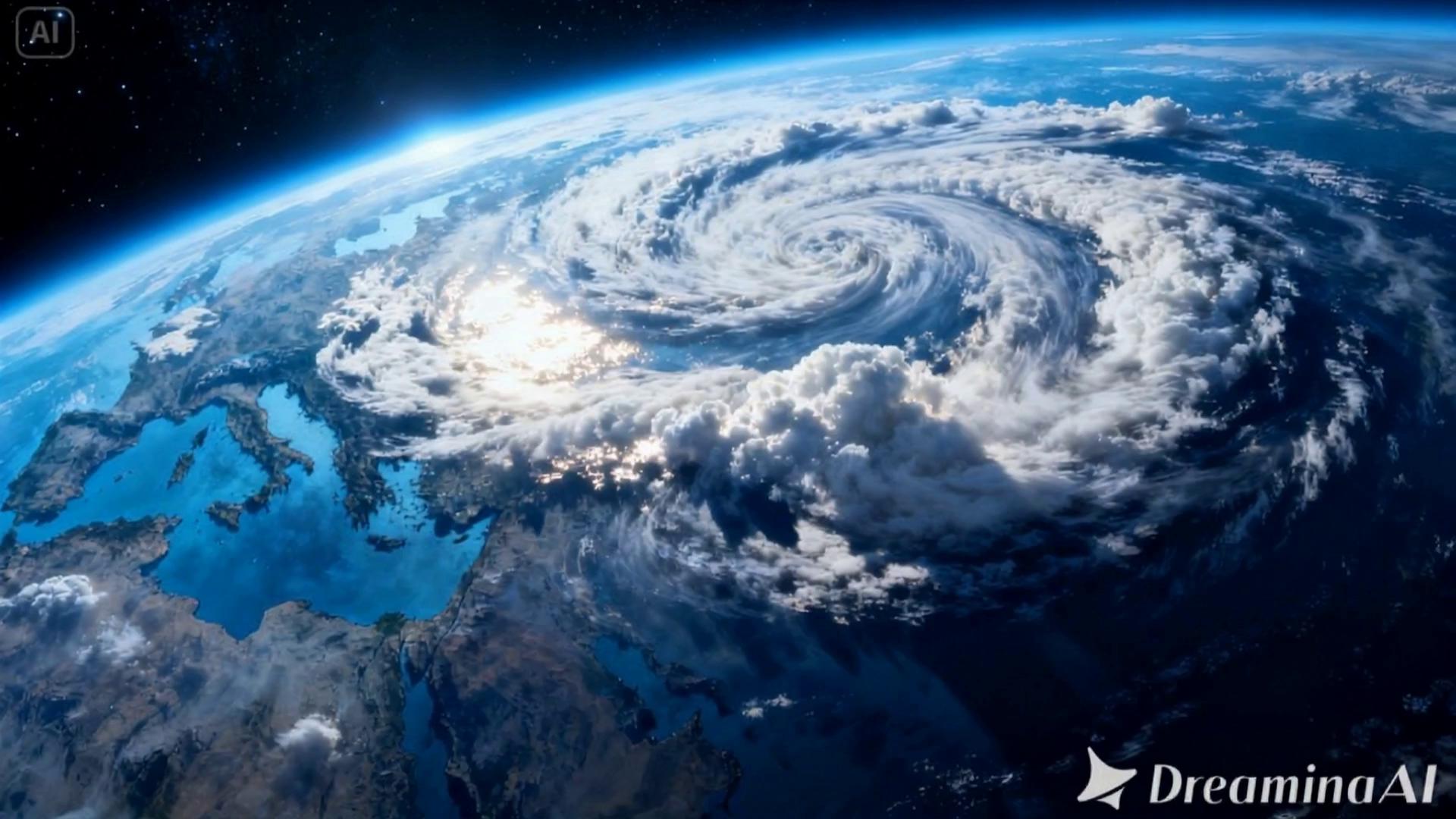 Prompt: The Milky Way galaxy spirals, gradually zooming into Earth, then piercing through the atmosphere and focusing on a person meditating under a tree. The light of knowledge emanates from the person's head.
