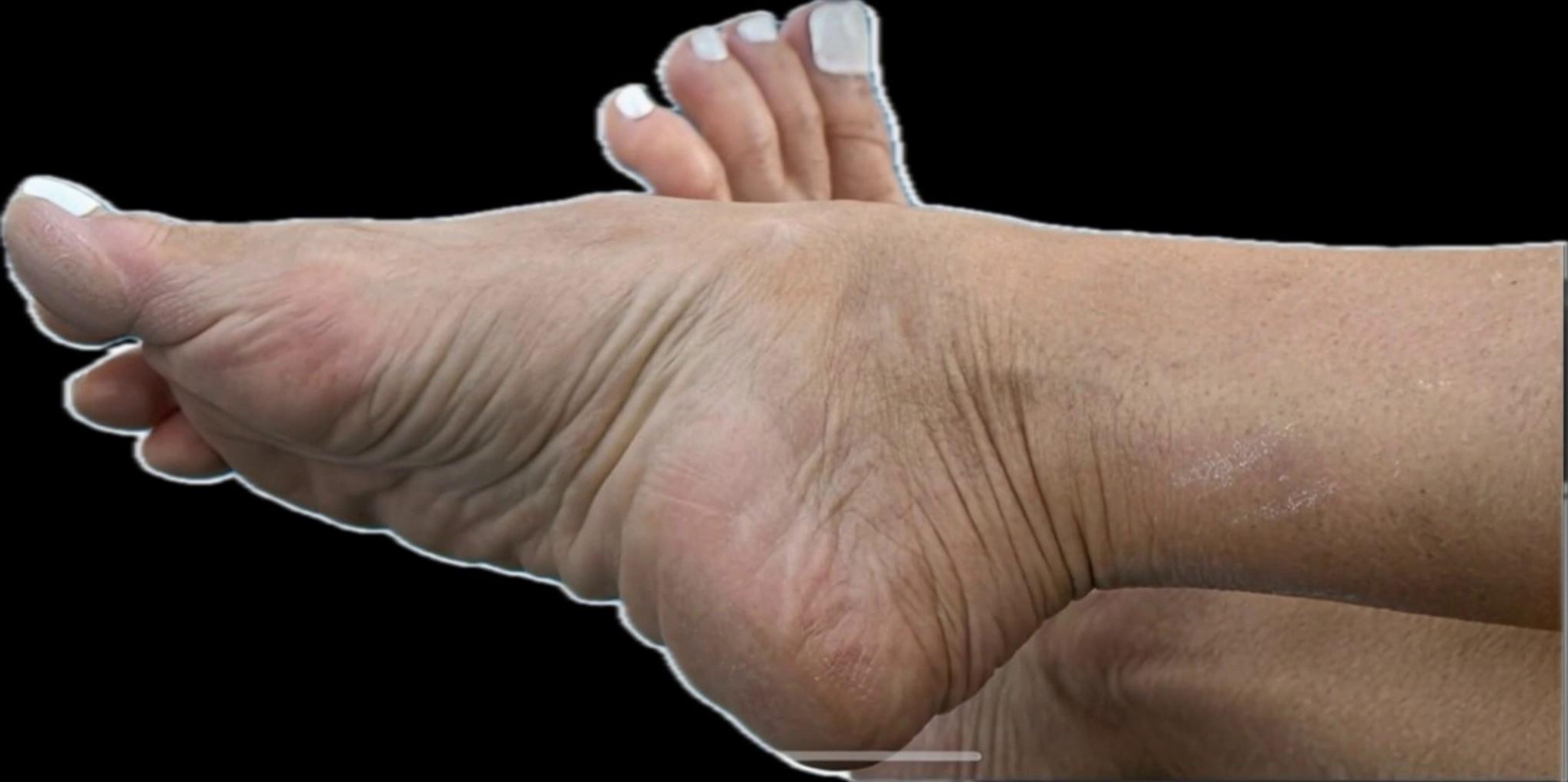 Prompt: A slimy alien foot gently touches and caresses the sole of the human foot