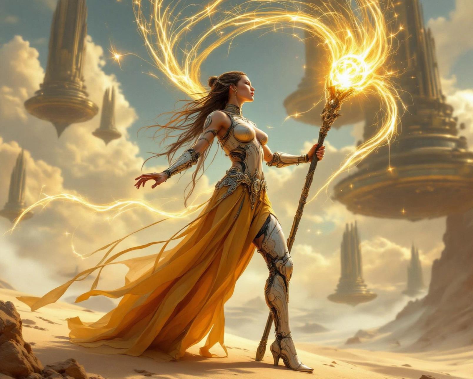Prompt: She summons a mirror image of herself