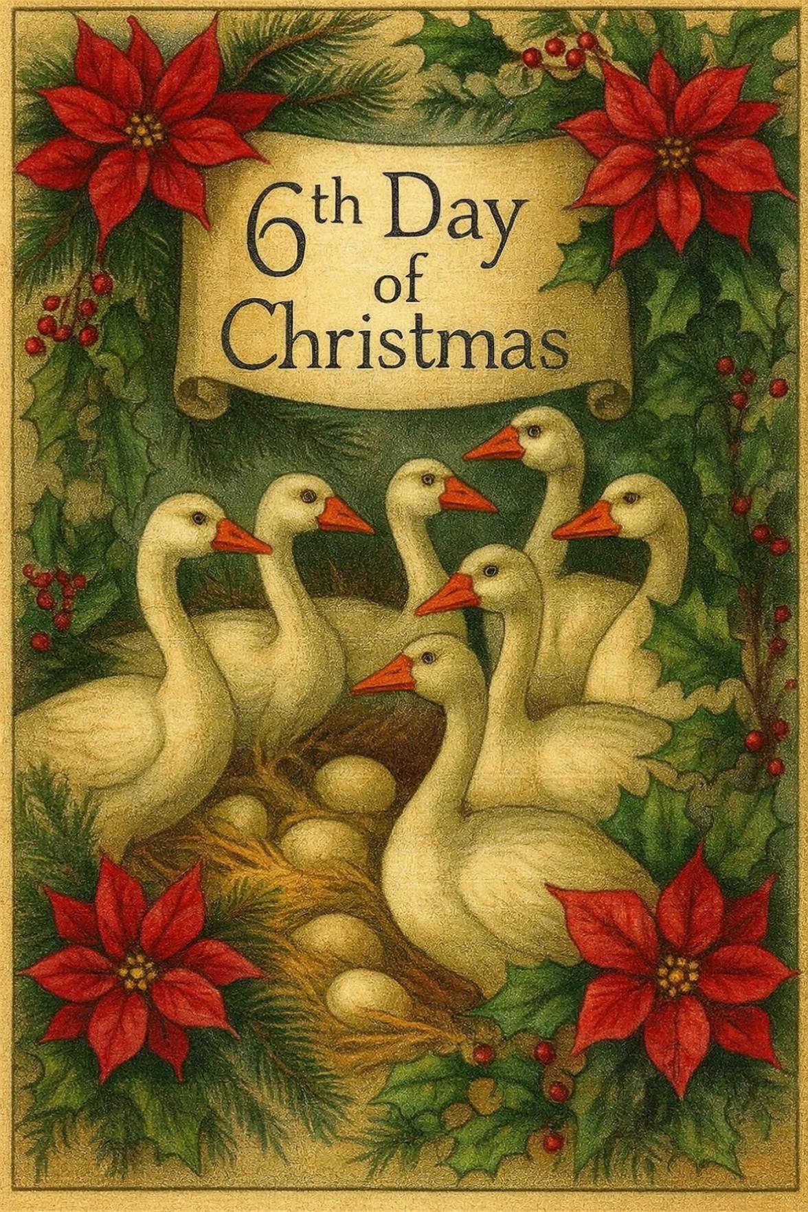 Prompt: Have the geese look at their new eggs as the squad and flap wings.