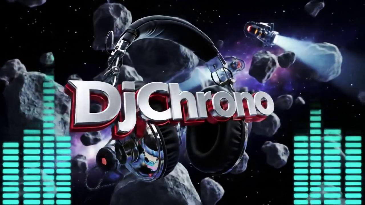 Prompt: A kinetic chrome "DJChrono" logo rotates mid-air, its polished silver letters edged with a neon-red aura that casts liquid reflections across orbiting asteroid fragments. Industrial headphones with chromed hydraulic pistons clamp the design, their mirrored surfaces warping reflections of a supernova-lit nebula swirling with violet and emerald dust. The logo carves through a zero-gravity asteroid field, each collision triggering concentric shockwave rings that crystallize nearby rocks into glowing red geodes. Robotic spotlight drones orbit aggressively, their beams slicing through vapor trails to illuminate hyper-detailed chrome textures. Holographic EQ bars flank the scene, bending spacetime as sub-bass pulses warp the asteroid debris into tessellating polyhedrons, while volumetric laser grids map the logo’s trajectory in real-time.