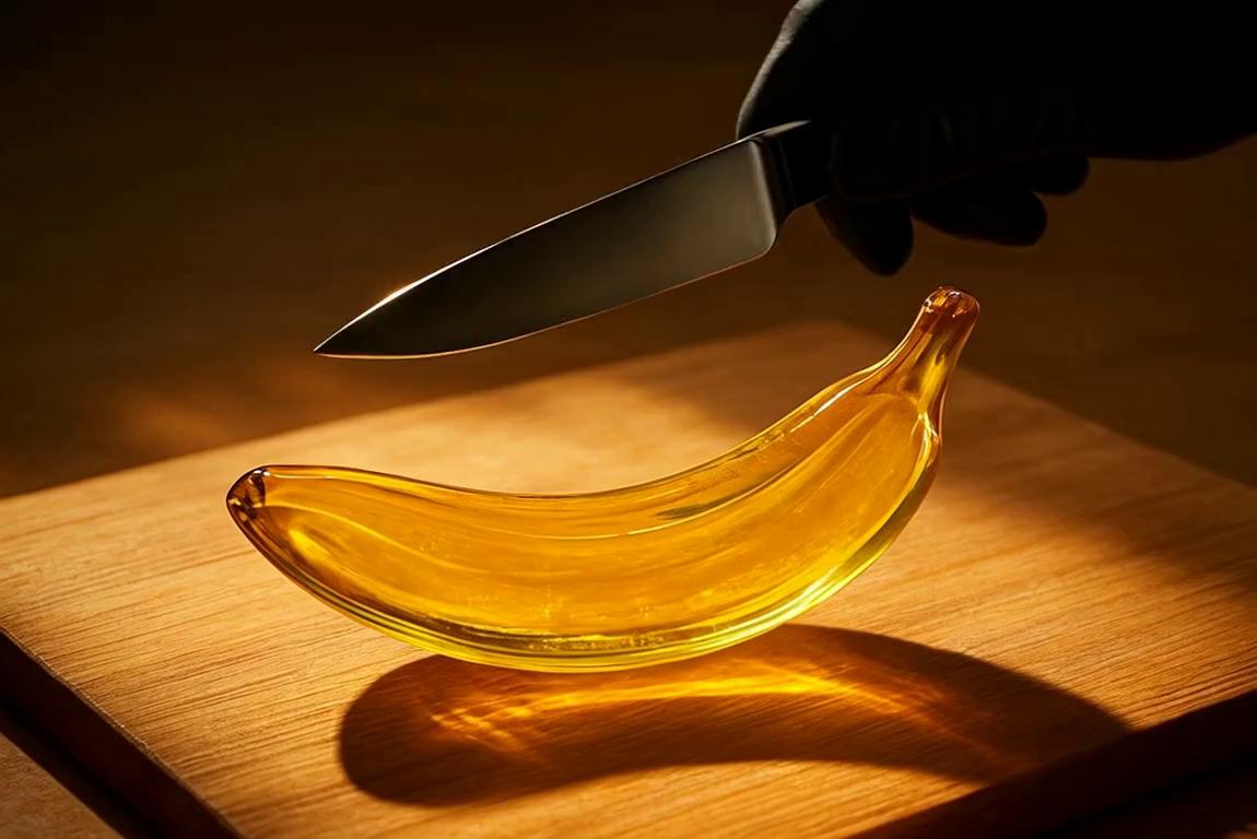Prompt: Make a smoothly banana cutting 3D and shiny