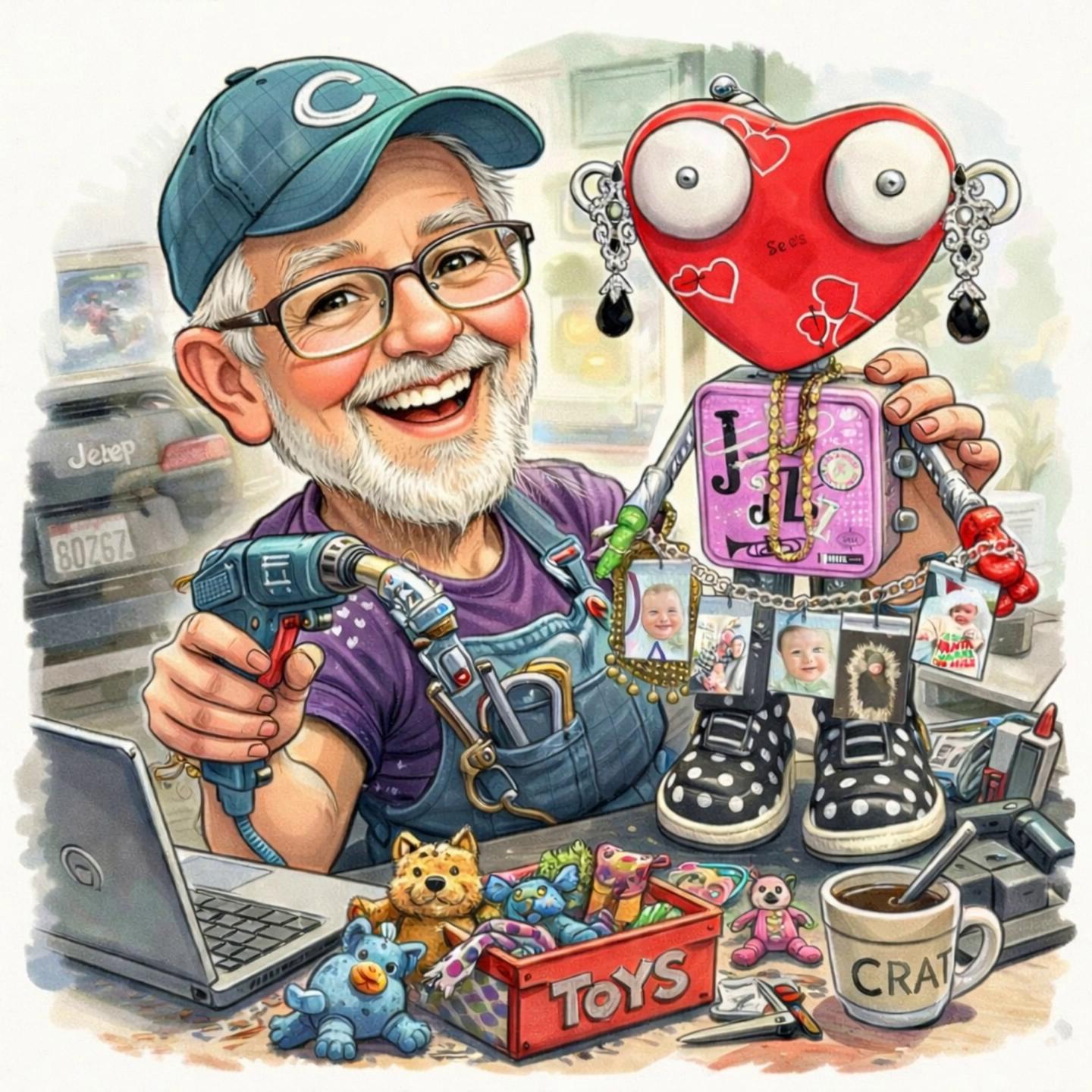 Prompt: Person and metal man look at each , give a high five and then turn to the camera as man says , Looks like we are going to meet her.  Better work on my charm"