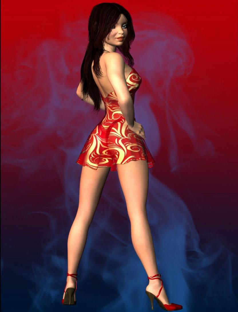 Prompt: she Dances slowly spinning around, dress and hair flying