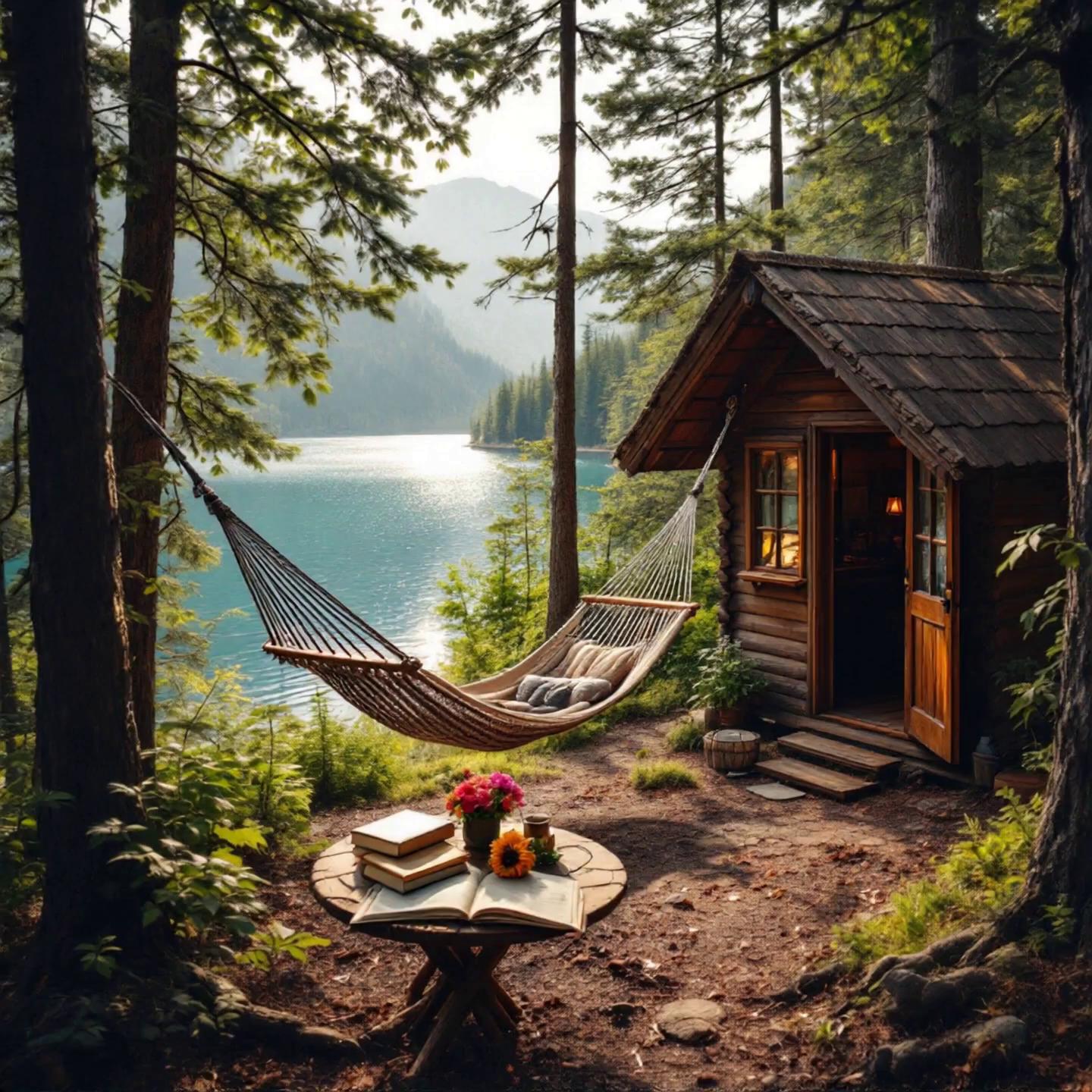 Prompt: The hammock sways gently in the breeze. 
