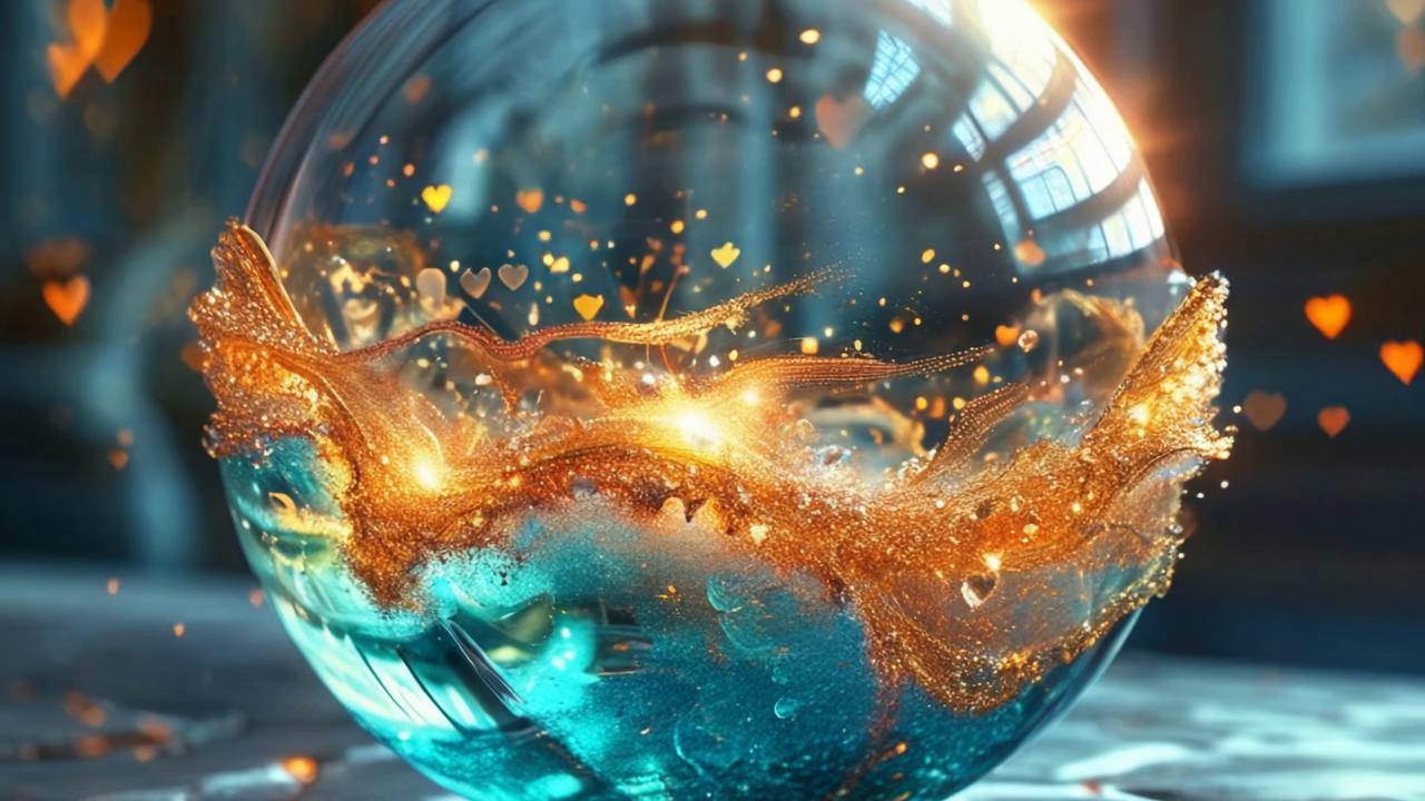 Prompt: rolling, ball the ball magical rolls down the street, sparkles, celestial, powerful 