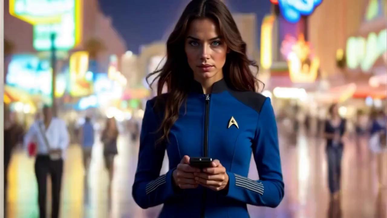 Prompt: @allure eyes dart to left then slightly to the right, then looks straight ahead. Her hair flows in slight breeze. People the background continue walking and looking around.