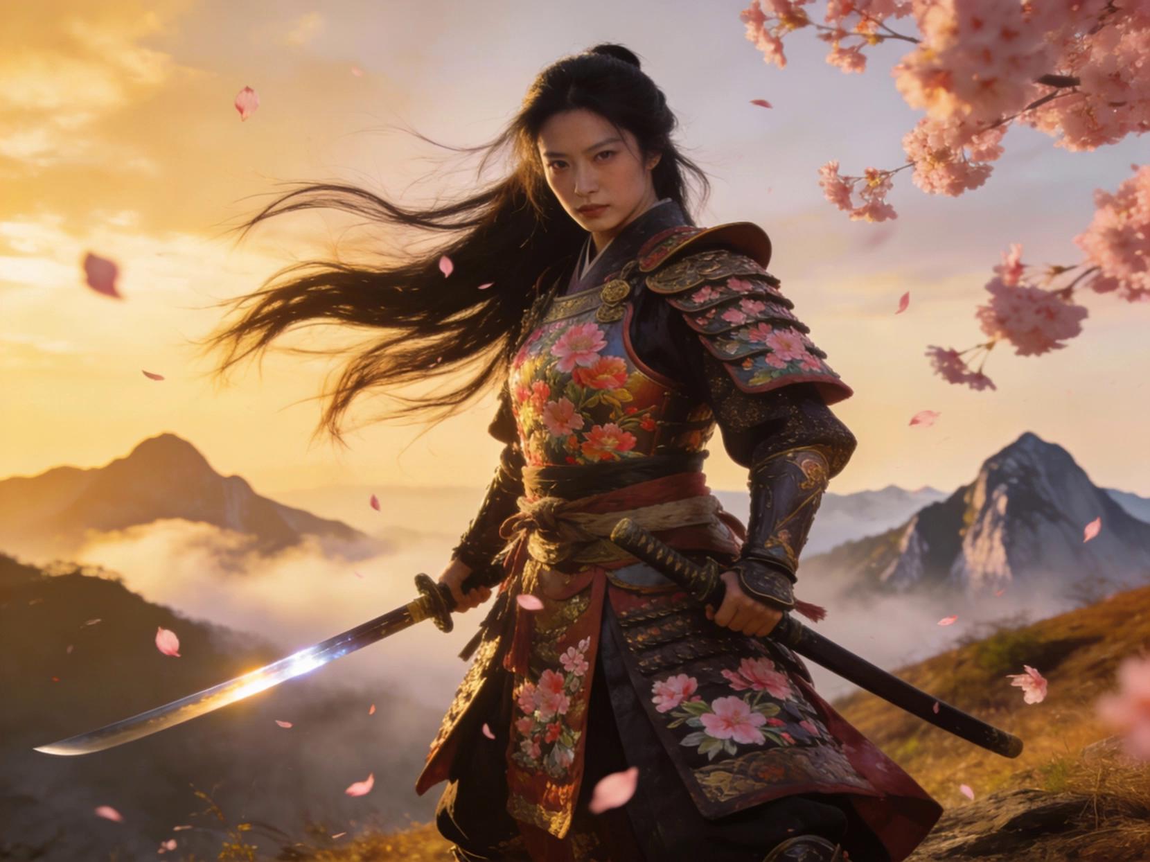 Prompt: moves sword and the wind blows