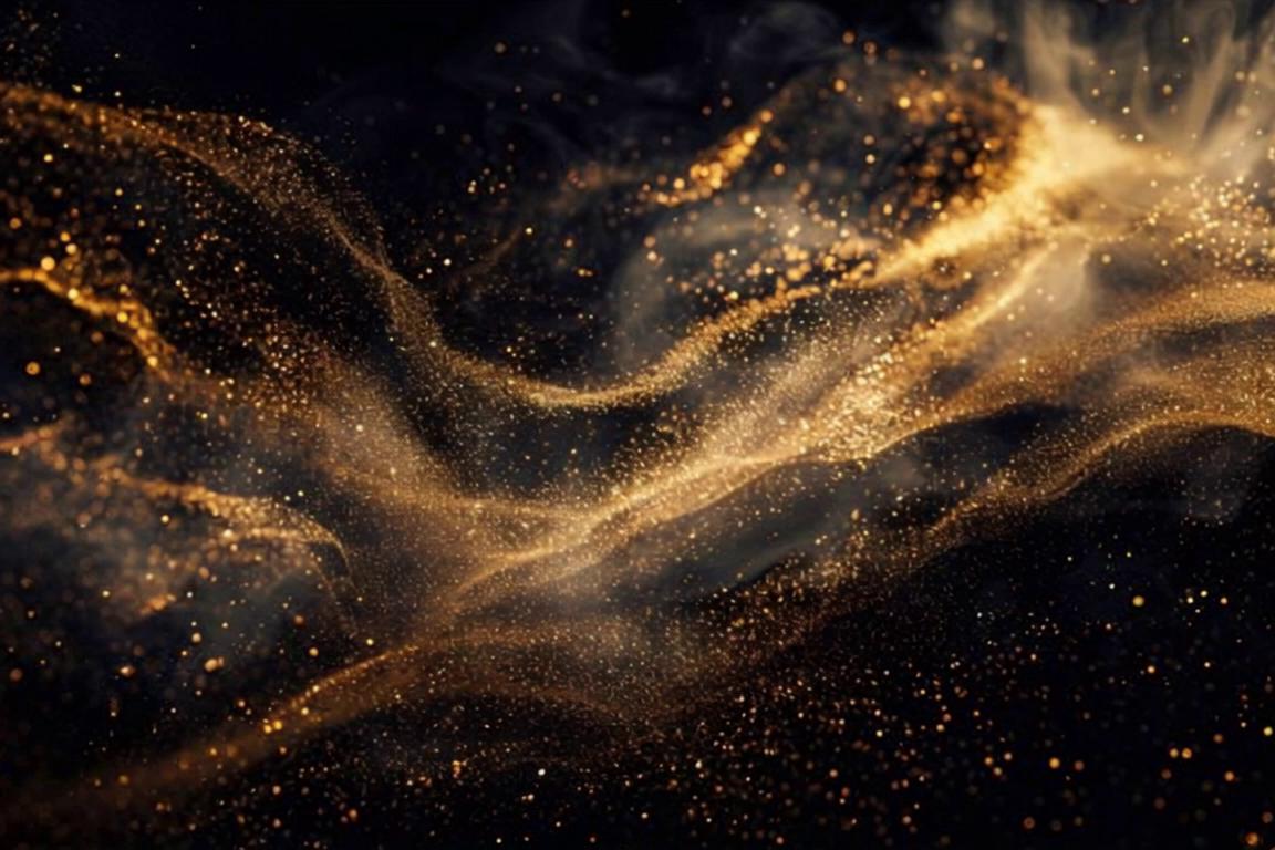 Prompt: Create a cinematic video with a black background. The Sand cloud is moving like fluid and transforming into a sphere
