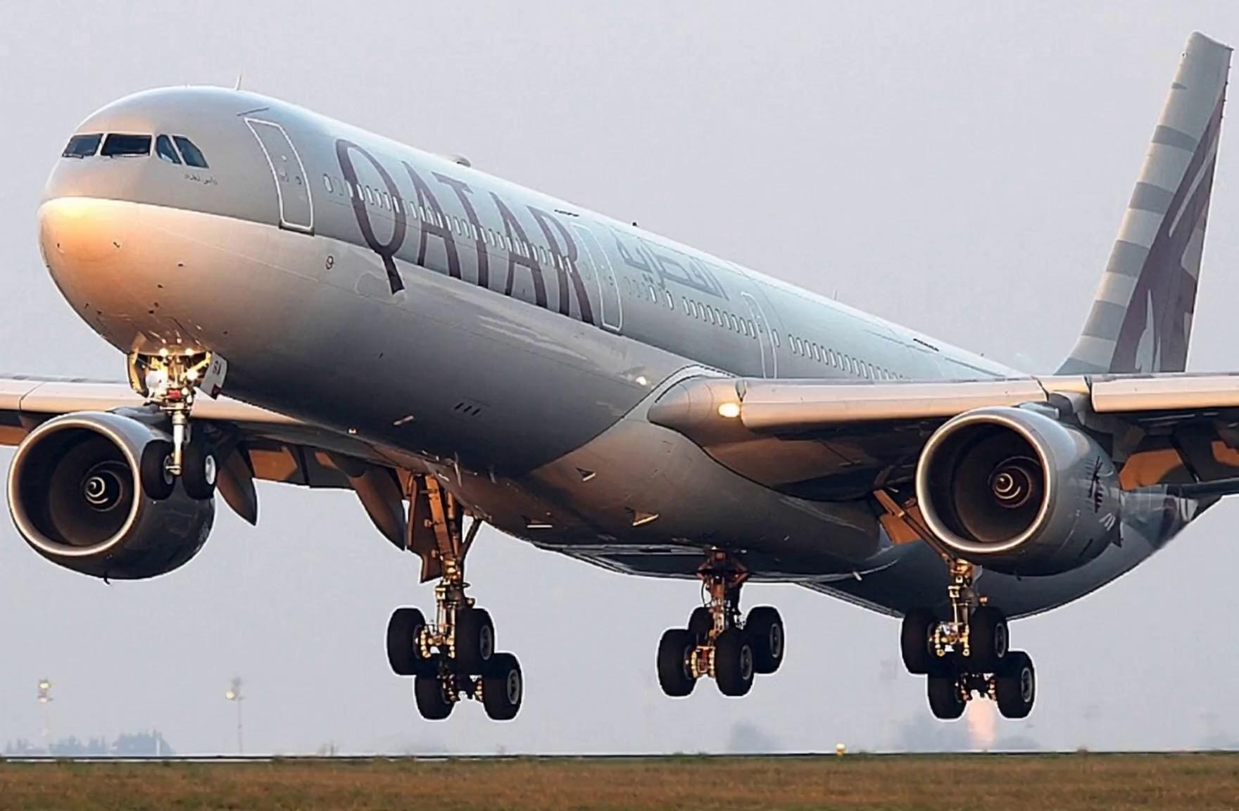 Prompt: the airbus a340 takes off, then the landing gear is switched off once it flies higher, once the landing gear is off, you can see the back of the plane depending on camera angle
