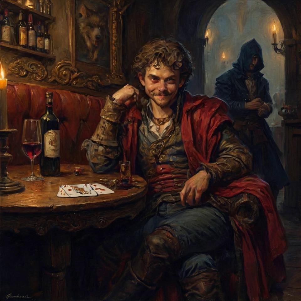Prompt: Greet with a nod of the head then pick up a glass