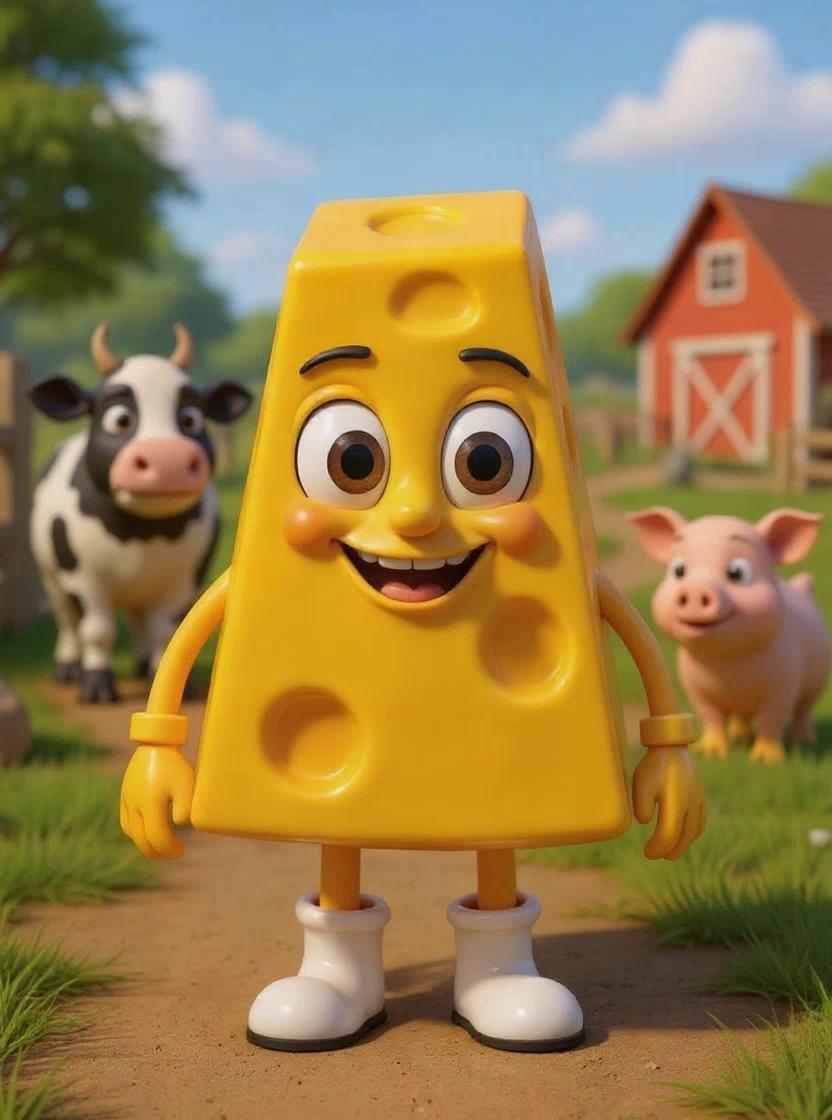 Prompt: @Mr Cheddar is cooking pancakes in a kitchen. @Mr Cheddar puts the pancakes on a plate and pours syrup on them. Background should be an animated kitchen. Video should be Disney Pixar style. 