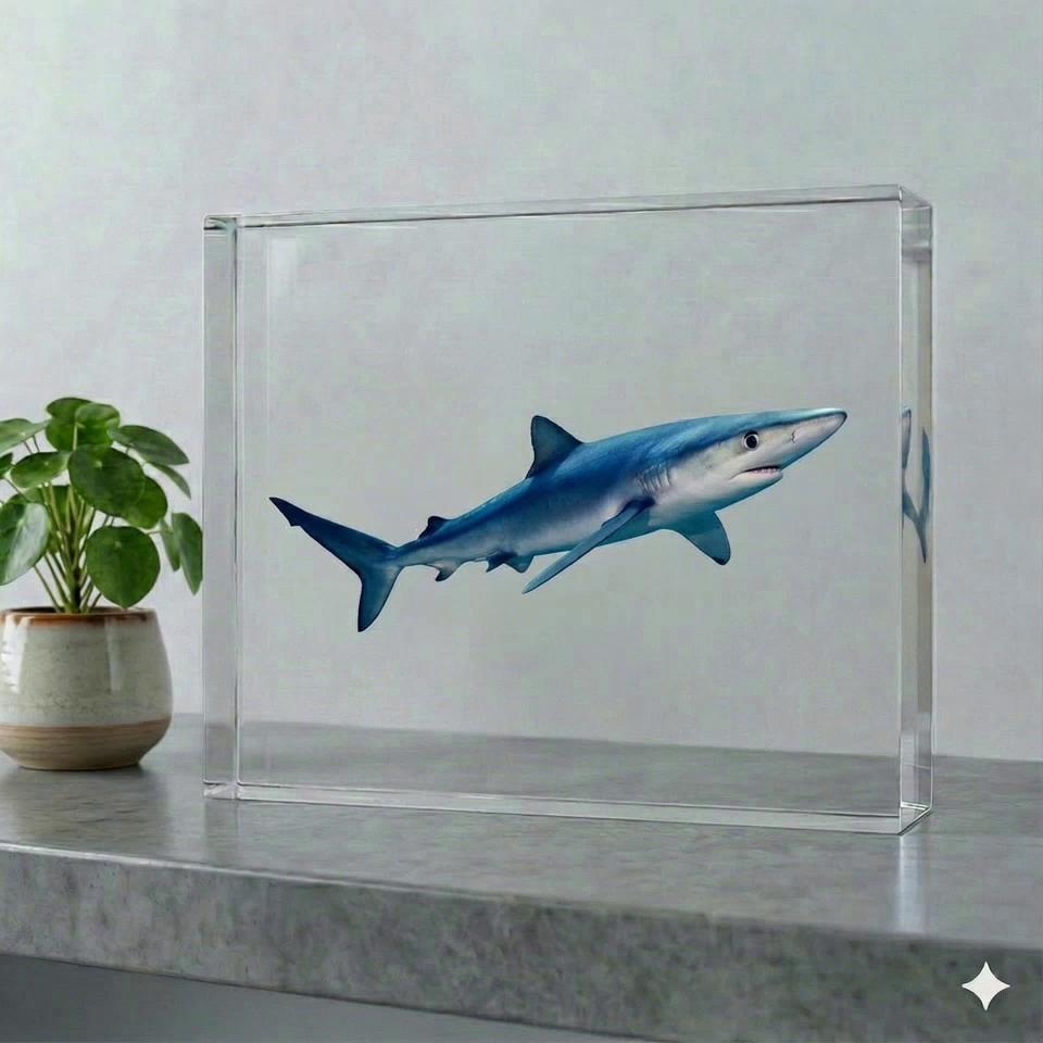Prompt: Beautiful fish swimming in a minimalistic glass block. Do not allow the fish to swim outside of the block.