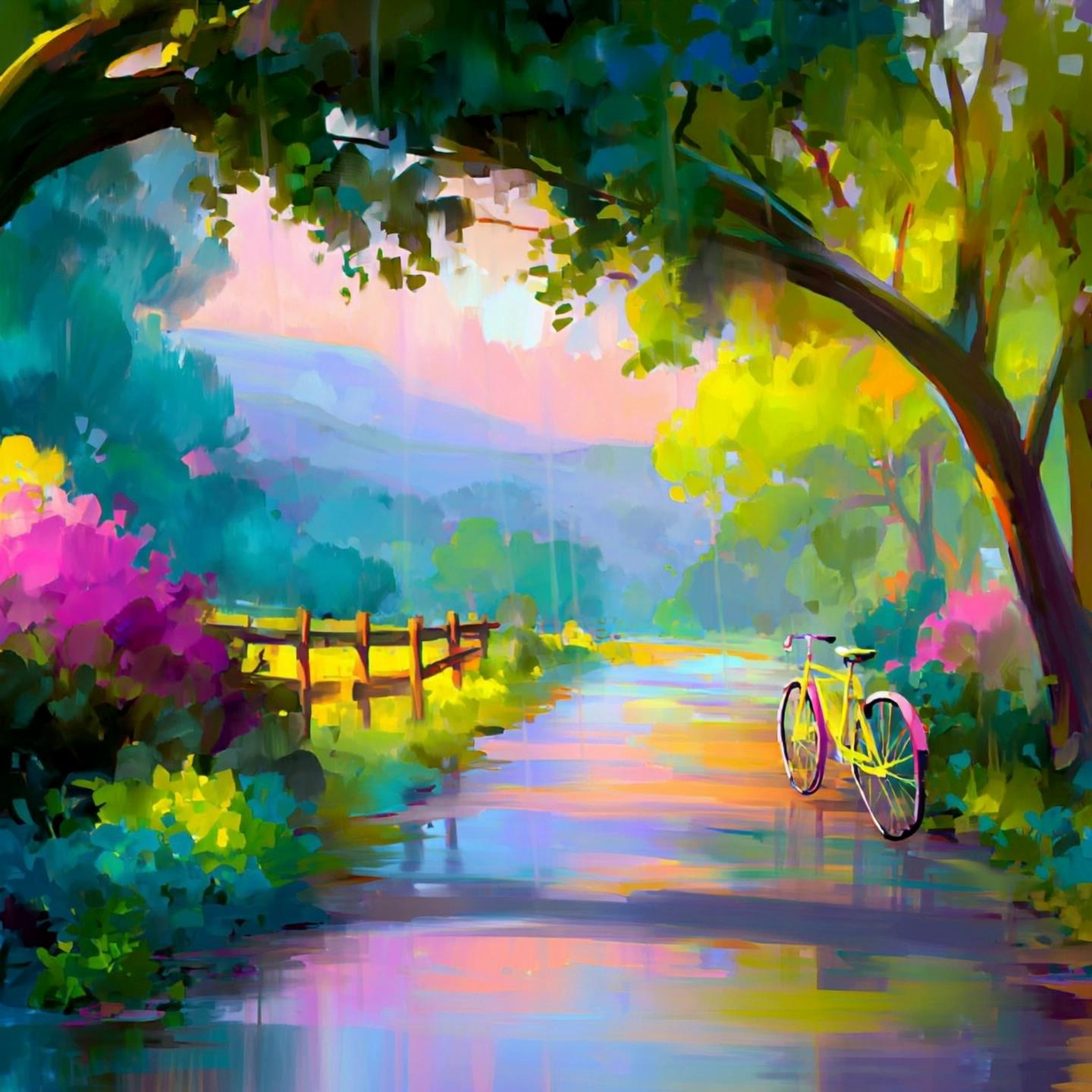 Prompt: rainy day biking