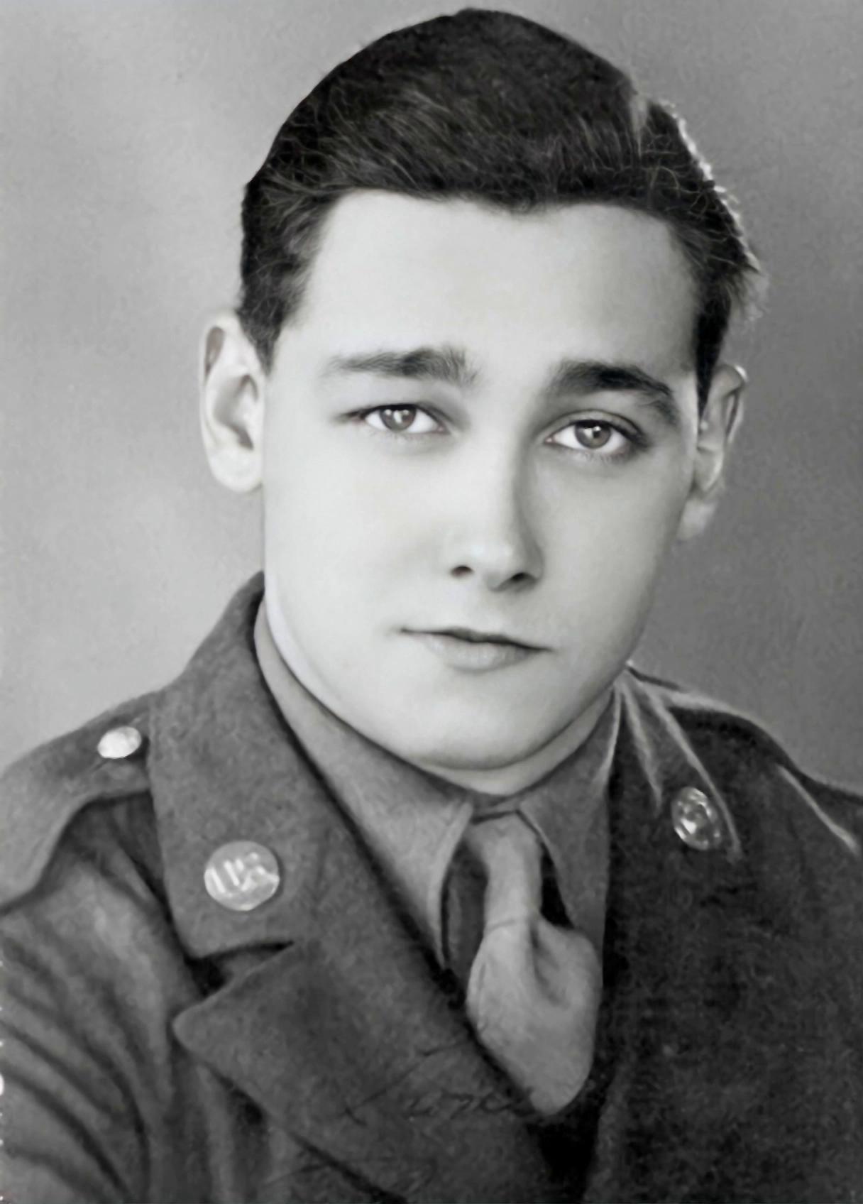 Prompt: Young soldier posing and smiling for the camera