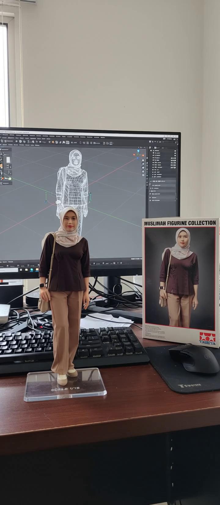 Prompt: Nure two hand gently pick up the figure on the frame and rotate it slightly for inpection. The model in the packaging box remain stationary, while all other background elements stay unchanged