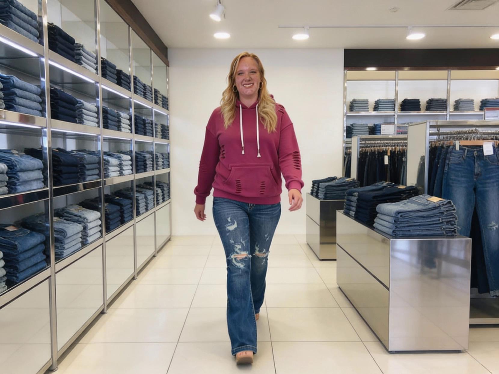 Prompt: Walking forward saying "Shop Simply You and Co for the best styles from Judy Blue and RISEN jeans."