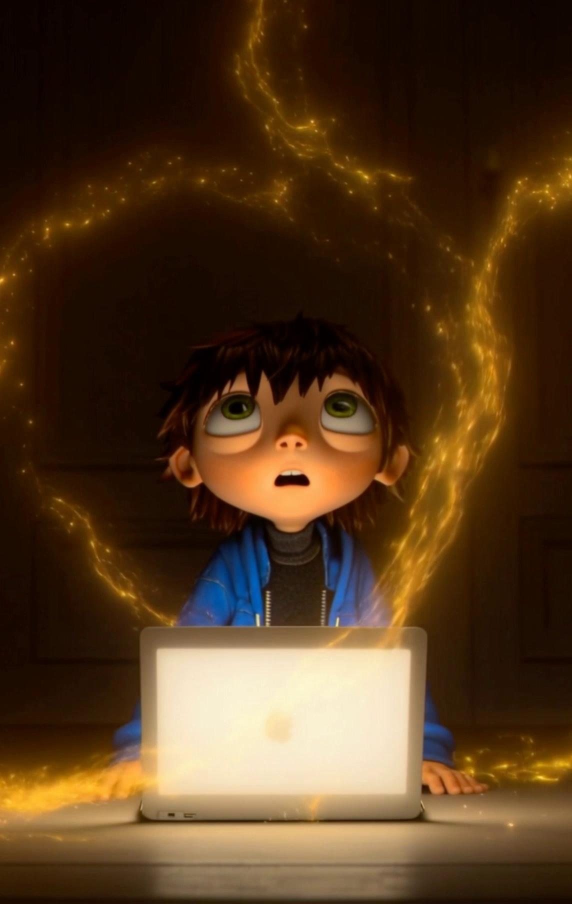 Prompt: A magical animated book floating in the air, pages turning automatically as text writes itself and illustrations draw themselves in real time. Sparkling creative energy around it. Dreamy cinematic lighting, high detail, fantasy atmosphere