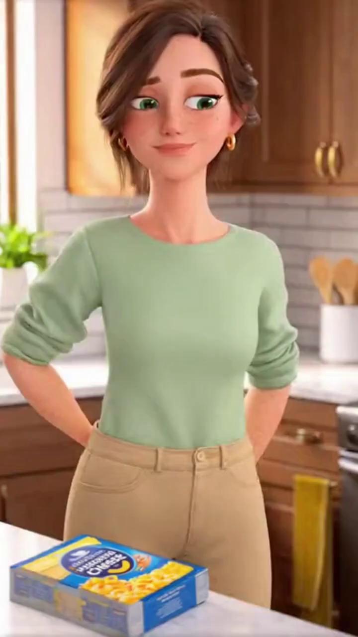 Prompt: ' Pixar-style 3D animated short
' Platform: OpenArt
' Bright, clean, cinematic lighting
' Strict speaker locking. Only named speakers may talk.

Shot 1:
Medium shot of a woman standing in a kitchen, facing forward.

Woman ONLY:
"I was born a female. I identify as a female."

Shot 2:
She turns and looks down at a box of mac and cheese on the counter.

Woman ONLY:
"But according to this box of mac and cheese, I identify as a family of four."

Shot 3:
Close-up on the mac and cheese box.
Serving size clearly visible.
Cut back to the woman.
Long stare.
Slow blink.
No dialogue.
