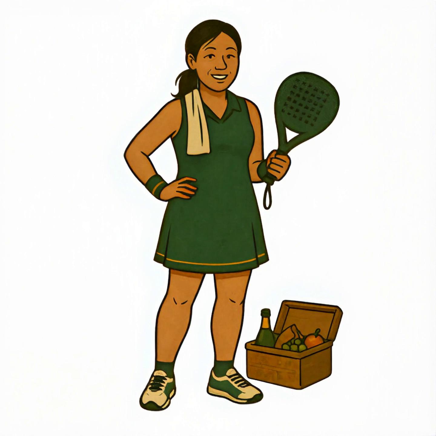 Prompt: A mockumentary-style interview with a stylish middle-aged woman known as ‘Padel Mum,’ standing courtside after a casual match. She’s in chic padel sportswear with a ponytail and oversized sunglasses. She smiles knowingly and says with dry humour: ‘Pilates, prosecco, and pretending I don’t care… but I do care. Deeply.’ The tone is playful, slightly awkward, like a BBC sports mockumentary. Soft sunlight, pastel padel court background, cinematic handheld camera feel, natural lighting, light breeze, and gentle zoom-in as she delivers the final line.