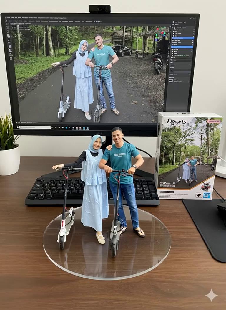 Prompt: OpenArt prompt:
Nure two hand gently pick up the figure on the frame and rotate it slightly for inpection.the model in the packaging box remain stationary,while all other background elements stay unchanged.