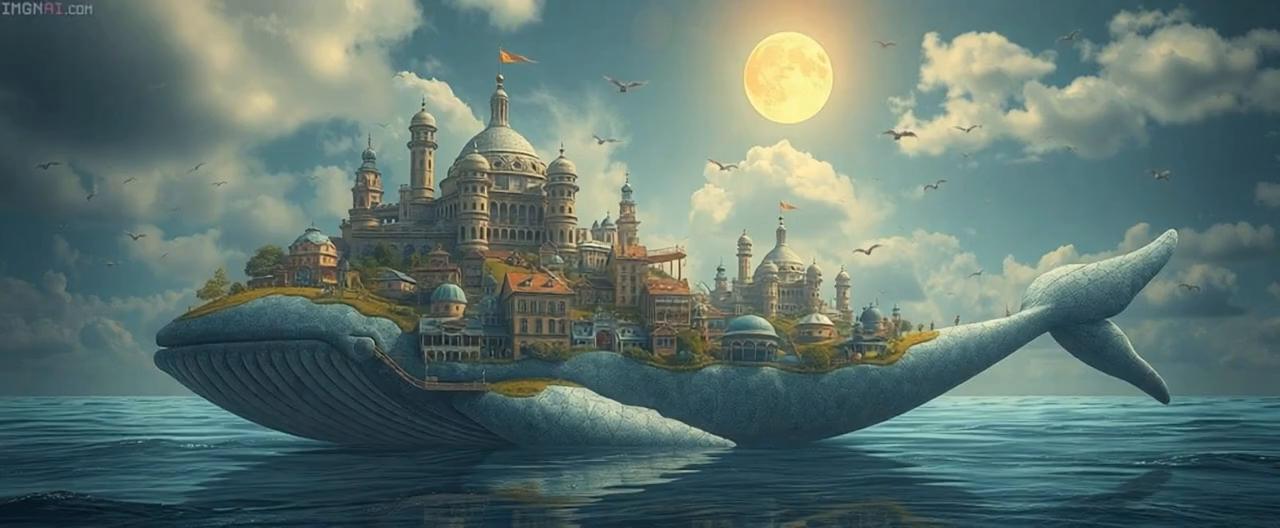 Prompt: Sperm whale flying sustaining our cities 