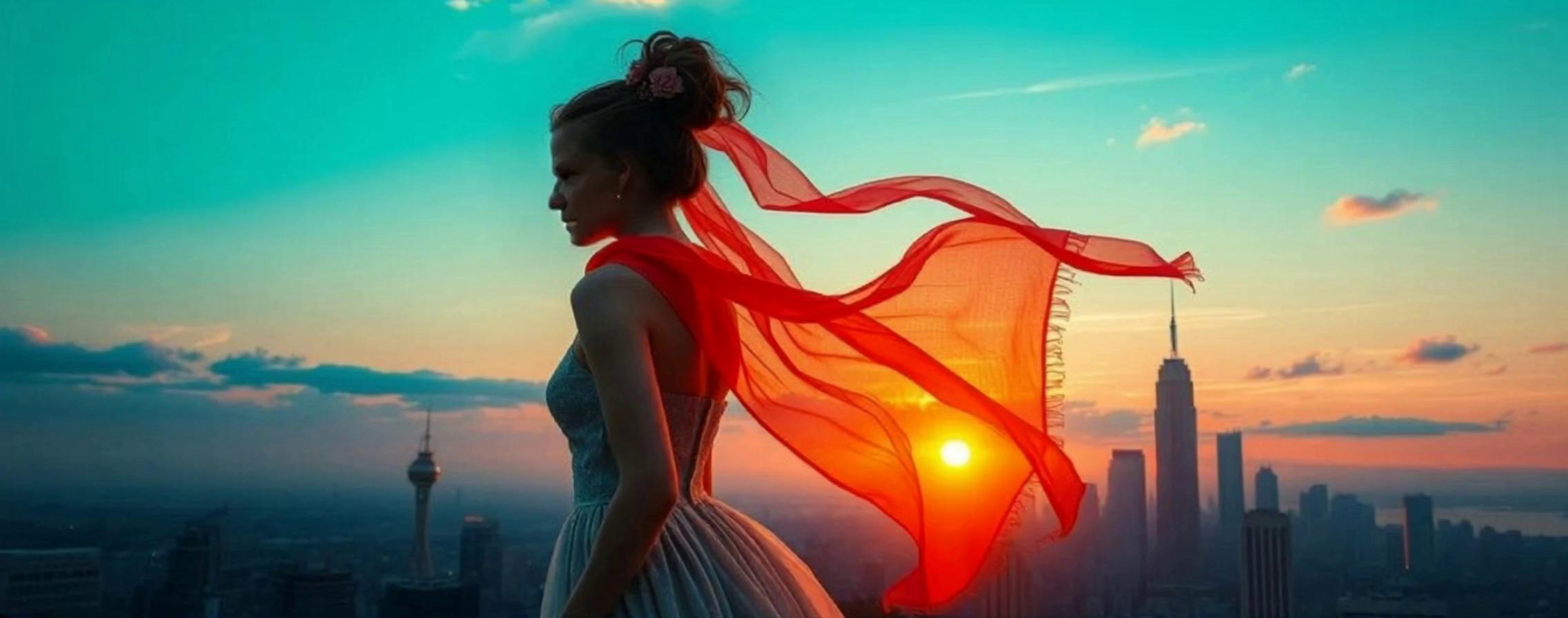 Prompt: living through flow letting the scarf go and flow with the wind