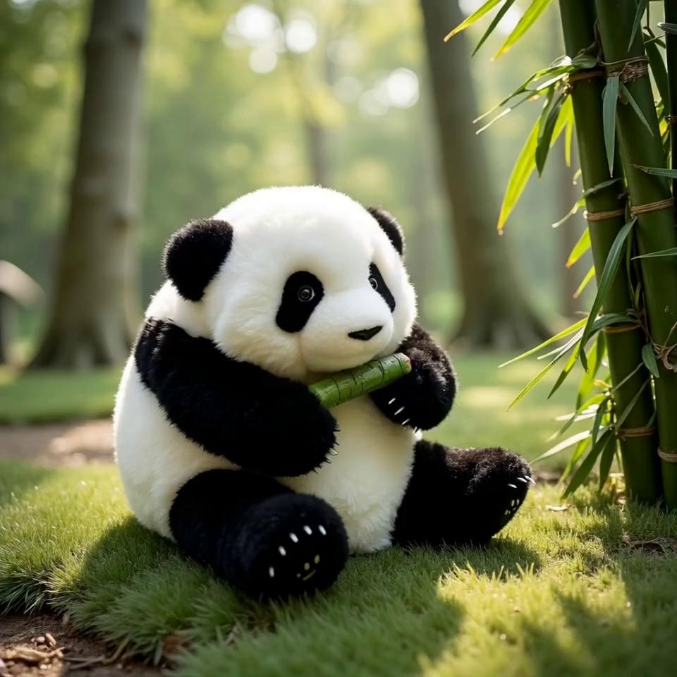 Prompt: the panda is eating bamboo.