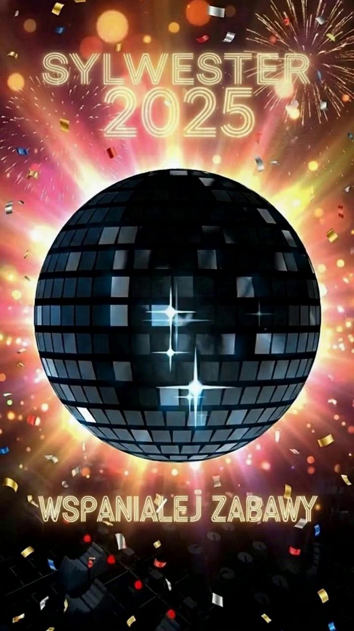 Prompt: Impreza sylwestrowa. Napisy zanikają zaczyna się muzyczno-taneczna zabawa na koniec roku z rytmiczną muzyką i fantastycznymi efektami wizualnymi. Snopy światła , wiązki promieni laserowych i wielka zachwycająca gra światła i dźwięku. 