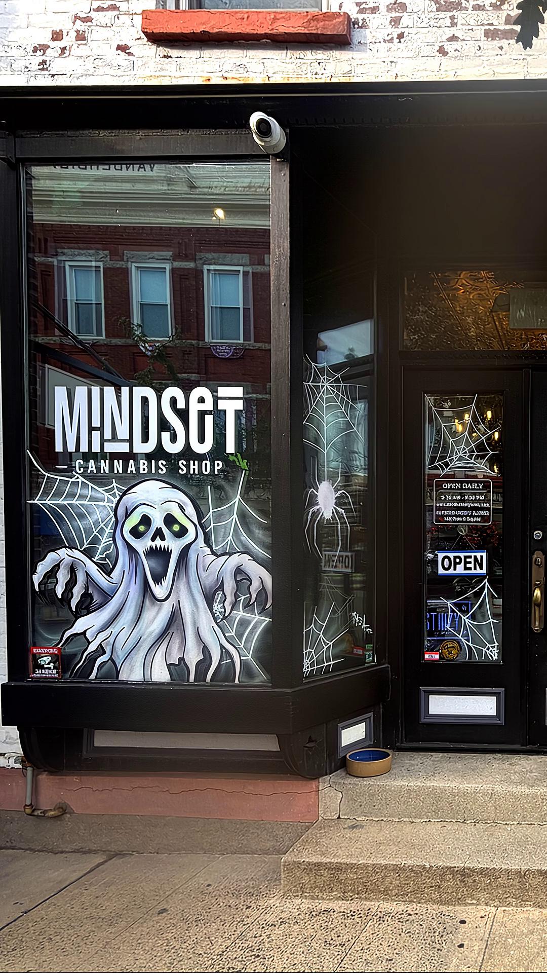 Prompt: Prompt:
Animate this window,....have the ghost fly off the glass then fly's into the store door opens slowly and green smoke comes out......
