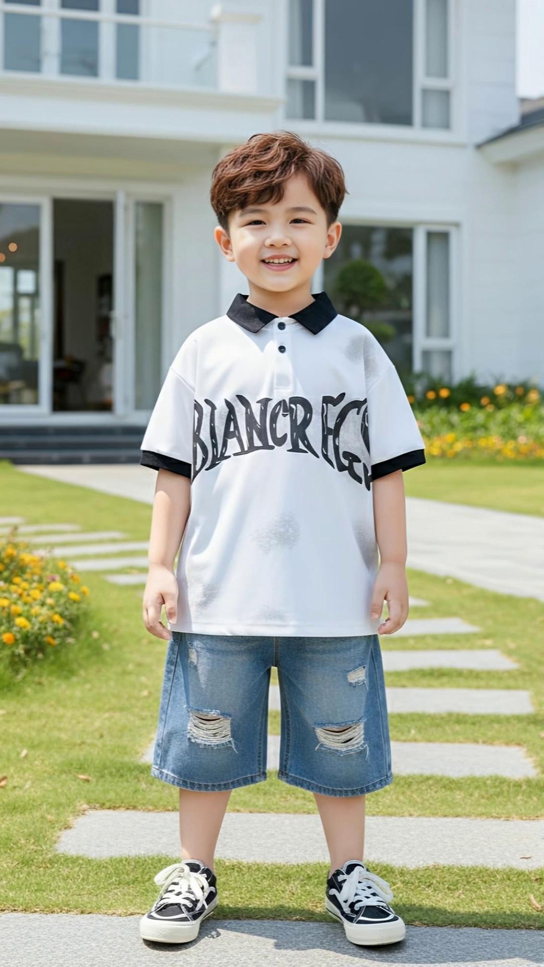 Prompt: Video thời trang thiếu nhi, bé bước đi chậm rãi, tạo dáng tự nhiên, camera chuyển động lùi về sau giữ bé trong khung hình, màu sắc tự nhiên, video mượt mà