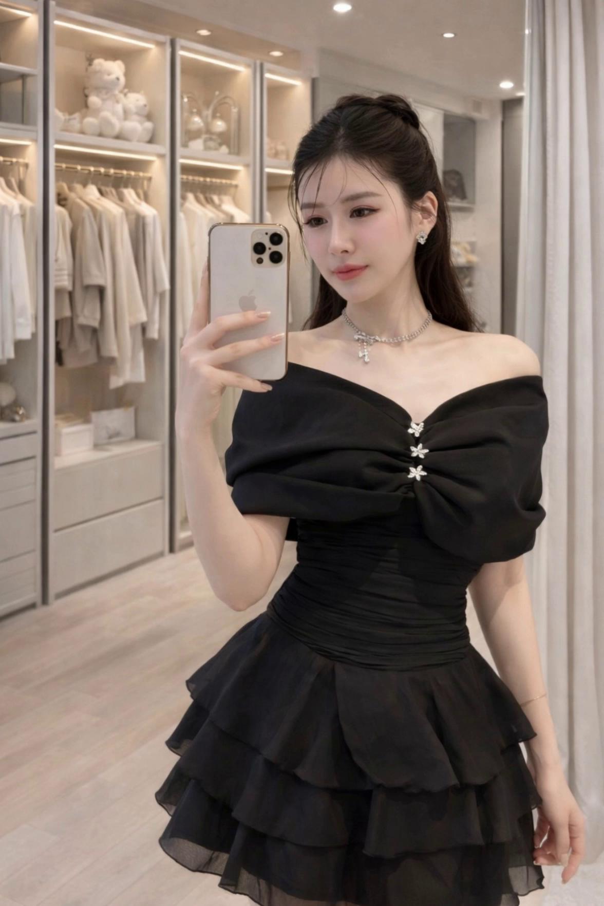 Prompt: A beautiful 20-year-old woman with fair skin wearing the same outfit. She moves gracefully forward and poses elegantly to highlight the outfit. The camera slowly circles around her, capturing smooth cinematic motion and emphasizing the fabric details and her confident, stylish look. Bright, soft lighting, high-quality, fashion studio atmosphere.