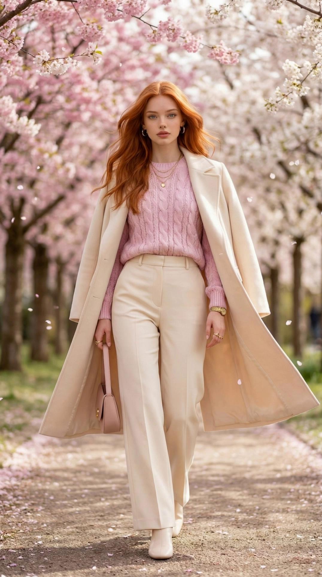 Prompt: yürüsün ve saçları uçuşurken eliyle zarif bi şekilde  saçını düzeltsin 