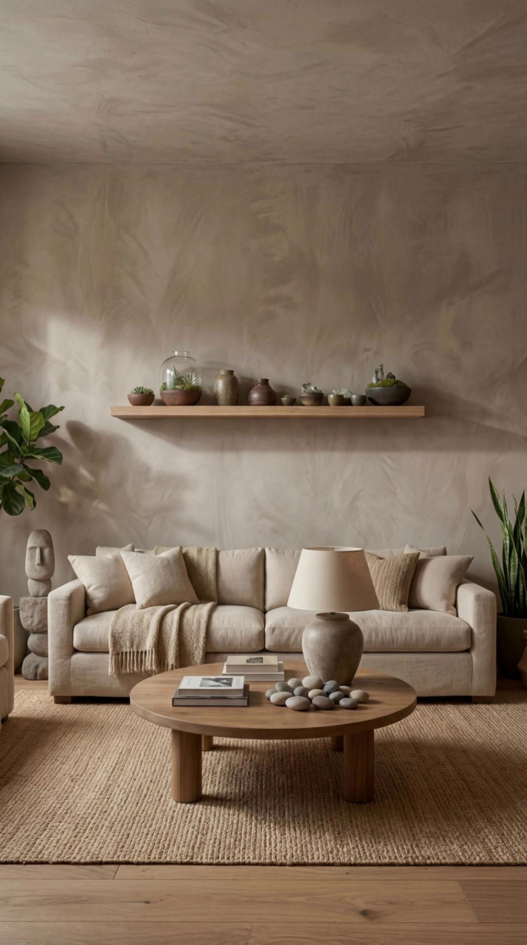 Prompt: A minimal neutral living room with beige tones, soft sofa, wooden coffee table, plain wall with a simple floating shelf, natural daylight coming from the side window. The scene feels slightly dull, flat, and uninspiring. Camera performs a slow cinematic push-in (zoom-in) toward the center of the room. Colors are slightly desaturated, lowered contrast, muted tones to create a lifeless and basic atmosphere. Lighting is soft but lacks depth, no dramatic shadows. Subtle film grain, realistic textures, ultra high detail, luxury interior but emotionally empty. Cinematic composition, 4K, shallow depth of field, smooth motion.