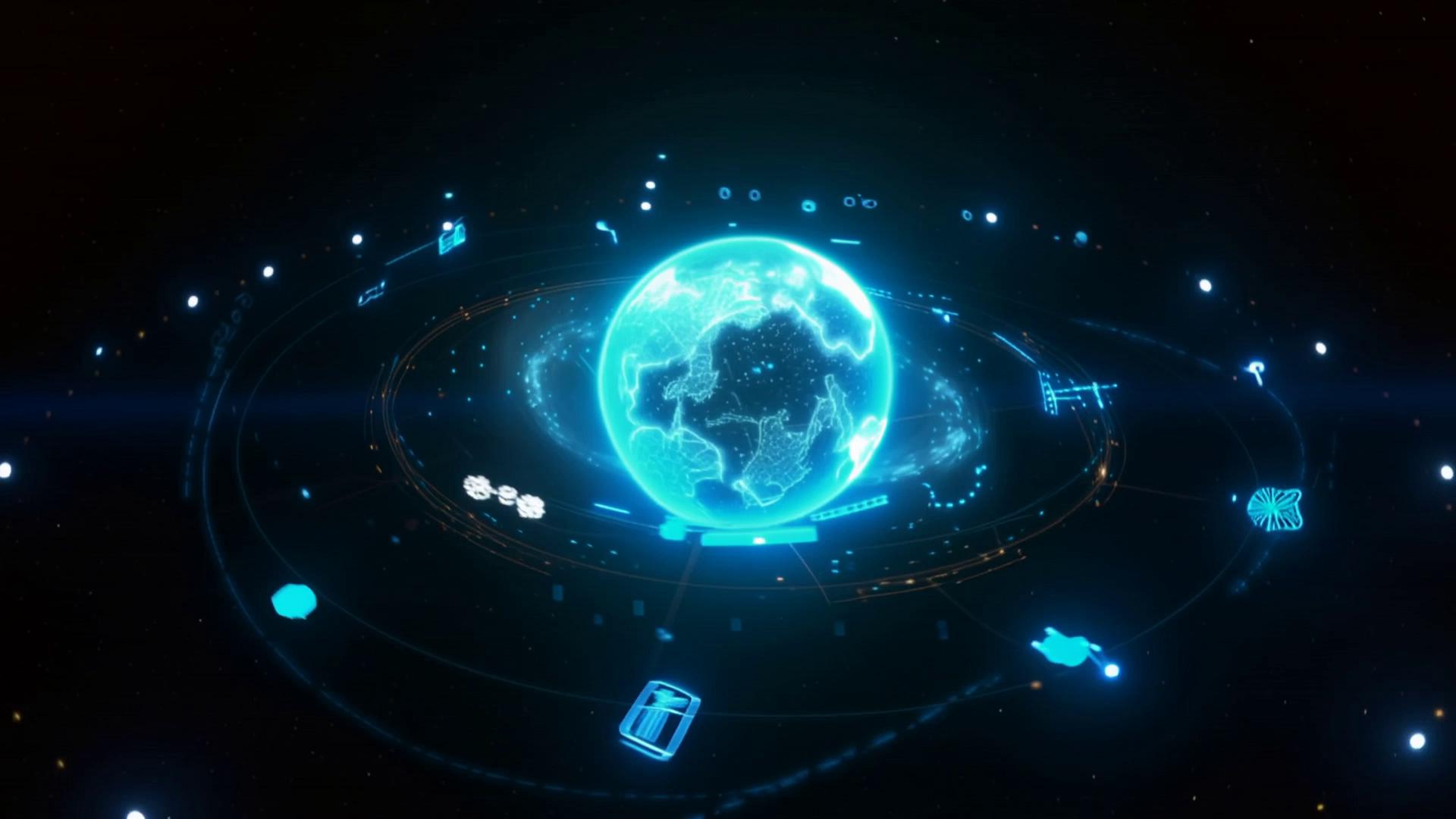 Prompt: Create a cinematic scene set around 2016, symbolizing the rapid transformation of the global economy during the Fourth Industrial Revolution.

Main Visual:

A modern, glowing rotating globe in dark space
The globe emits soft blue and teal light, representing connectivity and data
Around the globe, multiple elements orbit smoothly and dynamically:
Digital network nodes (Internet of Things)
Abstract AI neural patterns
Fintech symbols (cards, mobile payments, digital wallets—minimal, clean)
Automation elements (gears, robotic arms—subtle and modern)
Data streams, code fragments, and financial charts

All orbiting elements should move at slightly different speeds to show complexity and acceleration—not chaotic, but controlled and evolving.

Motion & Atmosphere:

Smooth rotation of the globe
Orbiting elements accelerate slightly over time to show increasing change
Subtle particle effects (light dots, data trails) moving around the globe
Soft pulsing light to suggest constant innovation and disruption

Camera:

Slow cinematic zoom toward the globe
Slight orbiting camera movement to enhance depth
Focus transitions between globe and orbiting elements

Mood:

Begins calm and observant
Builds into urgency and acceleration
Feels intelligent, global, and transformative

Theme to Convey (VERY IMPORTANT):
The world is evolving rapidly—technology, finance, and customer expectations are shifting. This moment represents the need for agility, forward-thinking, scalability, and innovation to remain relevant.