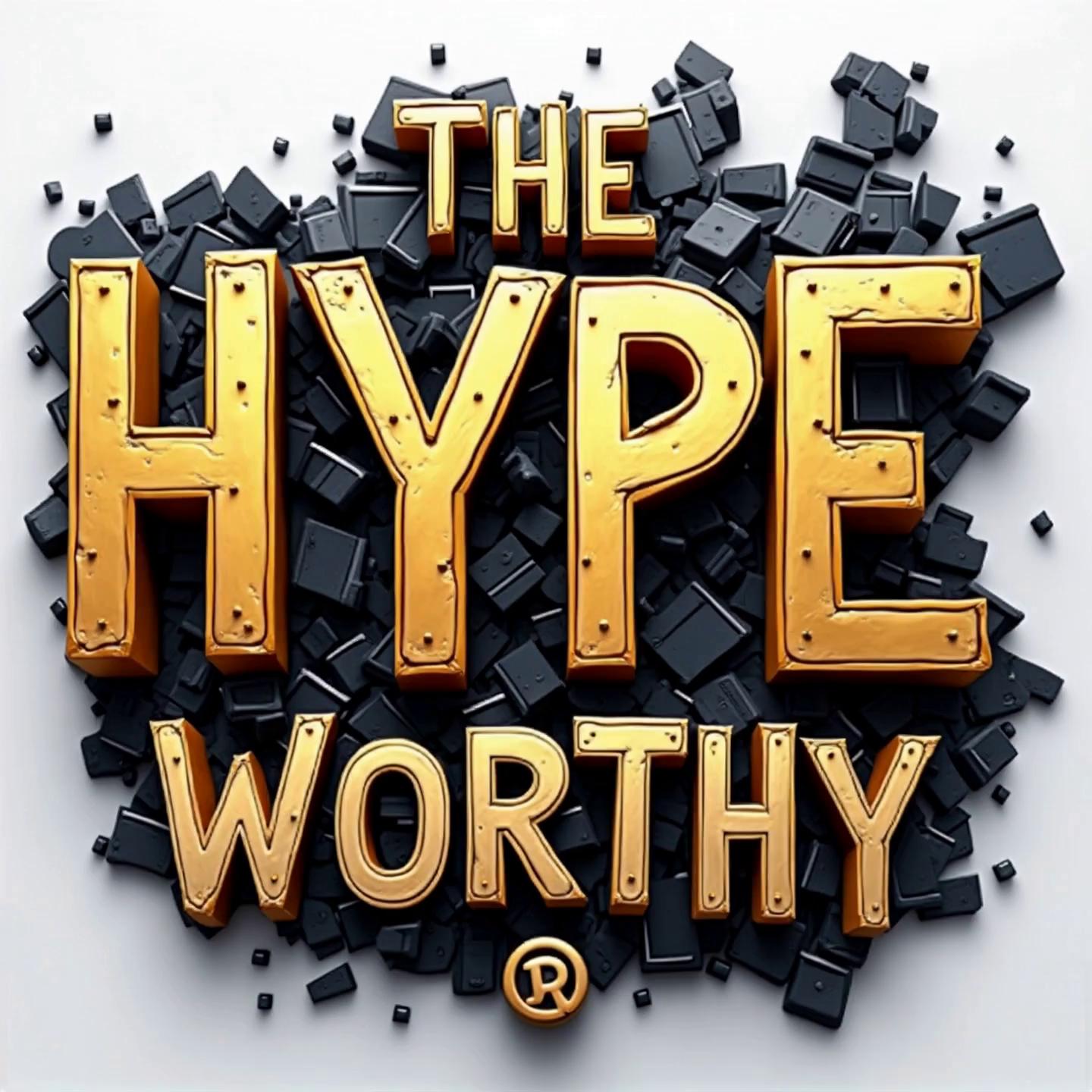 Prompt: Have the writing squeeze together and create an explosion then have the words The and Worthy sink into the debris in the logo leaving the whole word HYPE remaining on the screen.