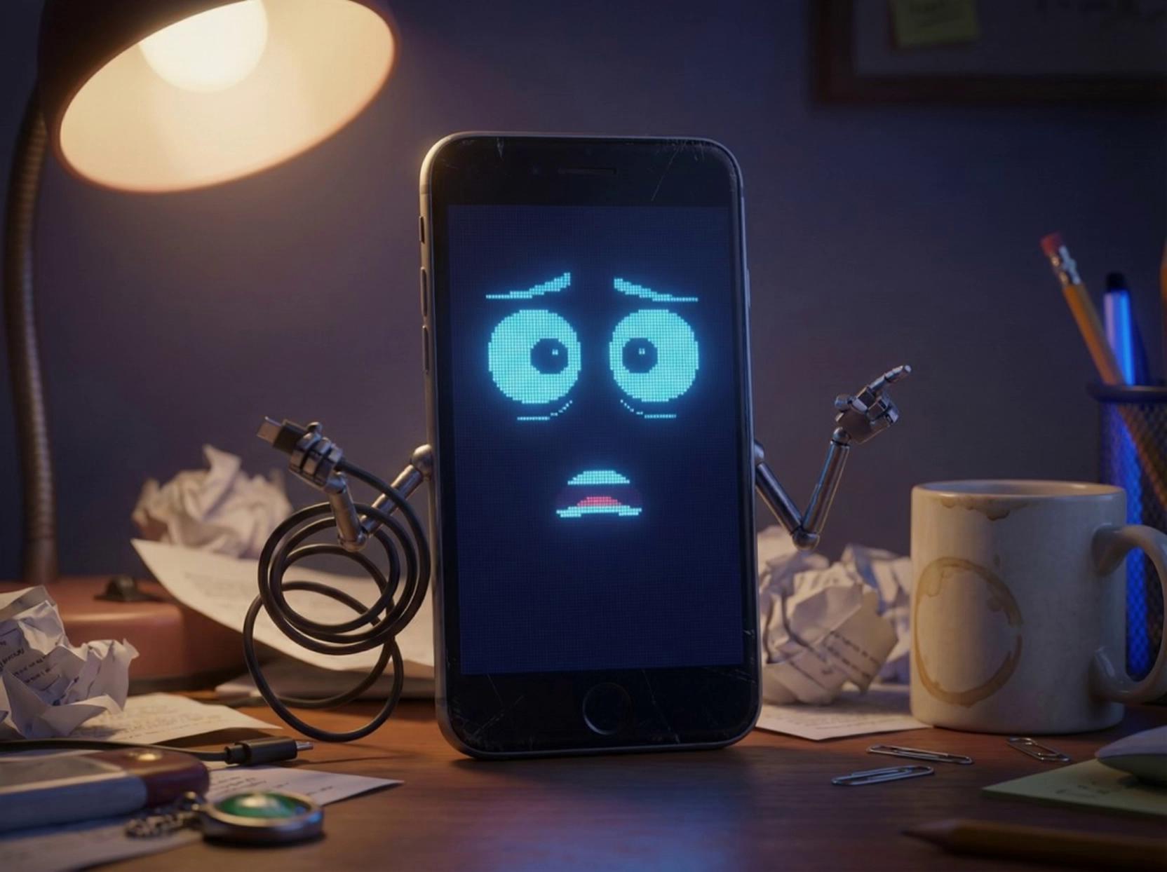 Prompt: I haven’t slept in three days.You scroll, swipe, tap — nonstop.My battery’s gasping, my storage is suffocating.Close some apps before I freeze up on you.