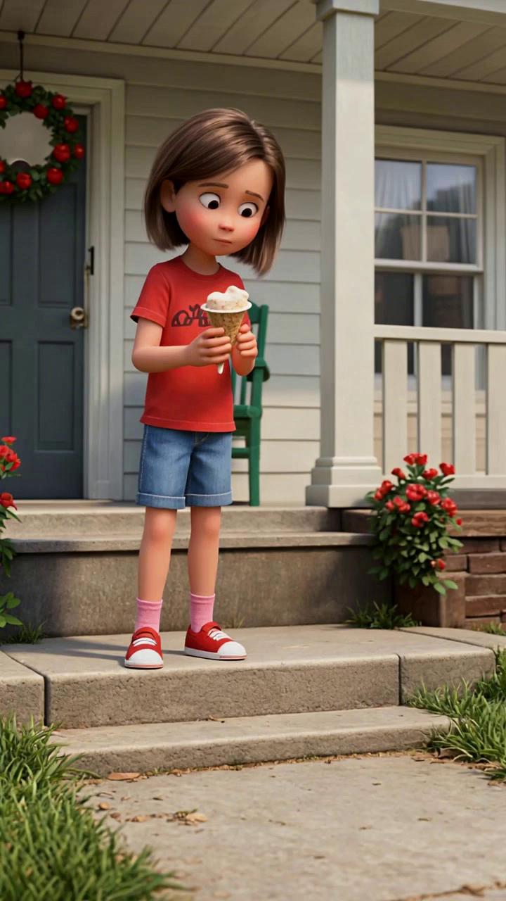 Prompt: A dog crazily taking a kids icecream 