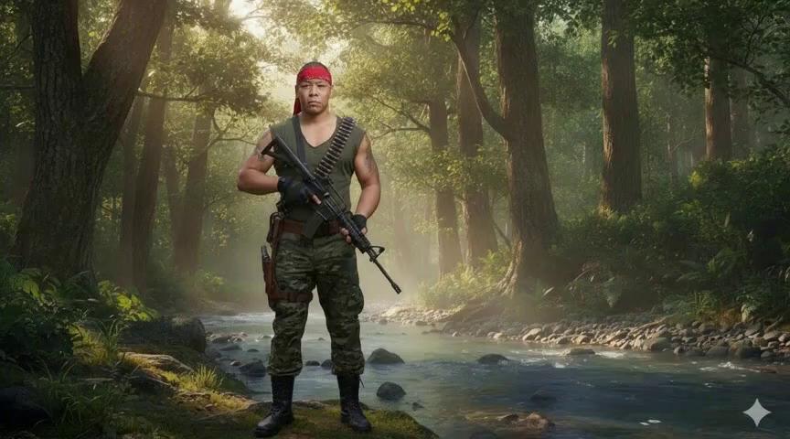 Prompt: the soldier is walking alone for a while  then he started to open fire.he is met with by  others and the all keep on firing