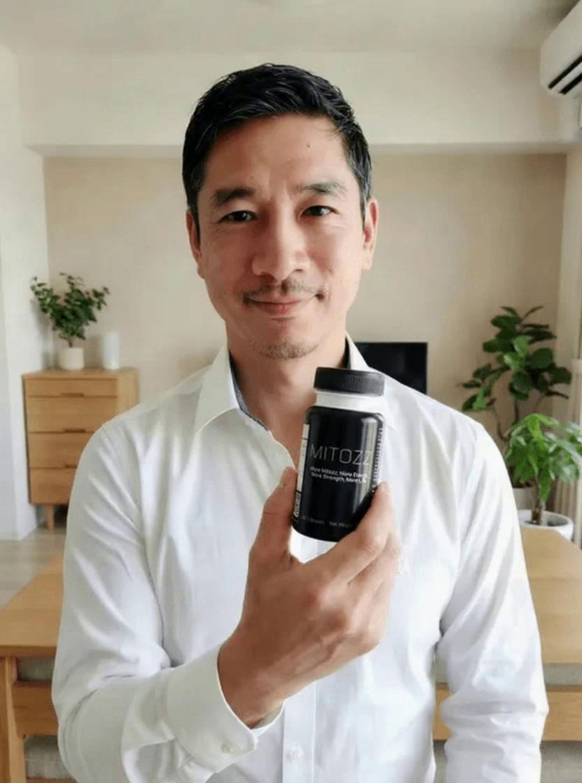 Prompt: Prompt:

Create a realistic UGC-style video from the provided image.

A person stands facing the camera in a natural indoor setting (home, kitchen, living space, or neutral background).
They are holding a matte black MITOZZ supplement bottle at chest level, label facing forward.

Camera feels like a handheld smartphone at normal real-time speed.
Lighting is natural and soft.
No cinematic effects, no slow motion, no stylization.

Action flow:
At the start, the person looks directly into the camera with a calm, friendly expression.
They gently nod “yes” once or twice, smiling naturally.
The nod is subtle and confident, not exaggerated.
They continue holding the bottle steady and visible throughout.
End with a relaxed smile toward the camera.

Product requirements:

MITOZZ bottle must remain front-facing, sharp, and readable at all times

No glare, no motion blur, no distortion

Only allowed label text:

MITOZZ

More Mitozz, More Energy, More Strength, More Life

60 Capsules

Net Weight: 30 g

Style & behavior constraints:

No talking or lip-sync

No pointing or sales gestures

No exaggerated acting

No text overlays, graphics, or effects

No medical or health claims

Keep expressions genuine and everyday

Overall feel:
Real people.
Real routines.
Quiet confidence and trust.